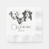 私たちはあまりにもペットカスタムハンドスケッチ結婚 縁ありカクテルナプキン (正面)