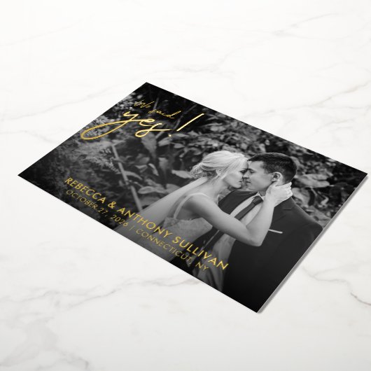 私たちはいえました フォト | 結婚式 フォト レセプション 箔招待状 (回転した状態)