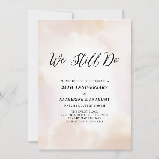 私たちはいまだに愛し合っている | 現代の水彩 25周年記念 招待状 (正面)