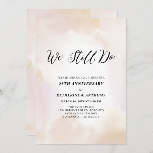 私たちはいまだに愛し合っている | 現代の水彩 25周年記念 招待状 (正面/裏面)