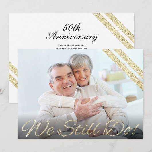 私たちはいまだに愛し合ってる！ | 現代風 50周年記念 招待状 (正面/裏面)