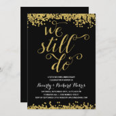 私たちはいまだに愛を誓う | 偽のゴールド箔 アニバーサリーパーティー 招待状 (正面/裏面)