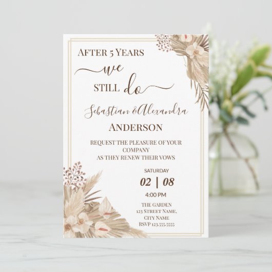 私たちはいまだに結婚誓約を更新します 結婚記念日の招待状 招待状 (スタンド正面)