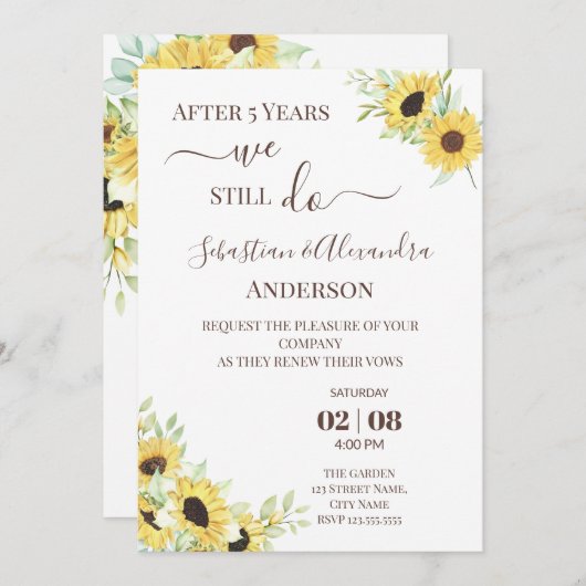 私たちはいまだに結婚誓約を更新する 結婚記念日 招待状 (正面/裏面)