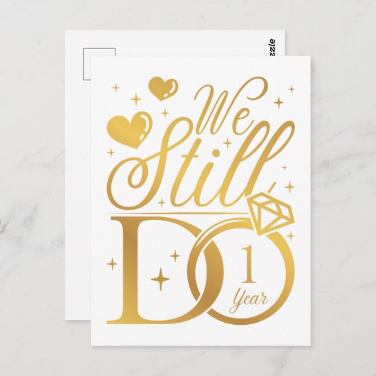 私たちはいまだに 1 年の結婚記念日 ポストカード (正面/裏面)