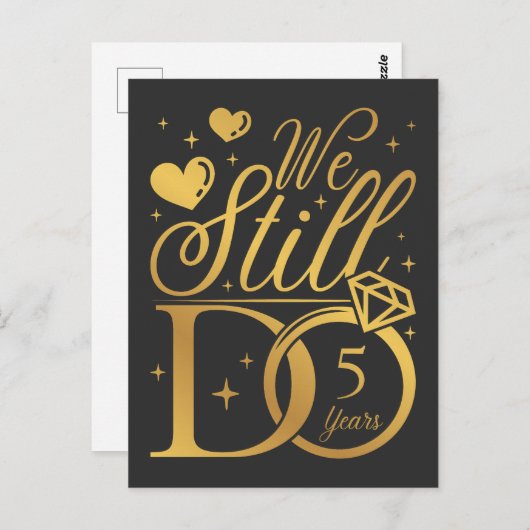 私たちはいまだに 5 年 結婚記念日 ポストカード (正面/裏面)