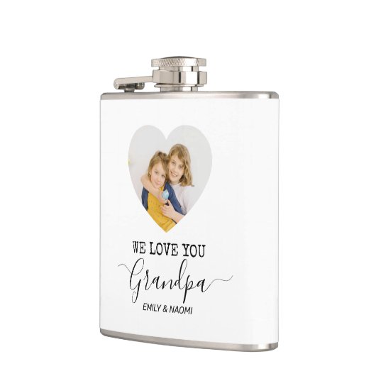 私たちはおじいちゃんを愛している | フラッパーソナライズされたク フラスク (左)