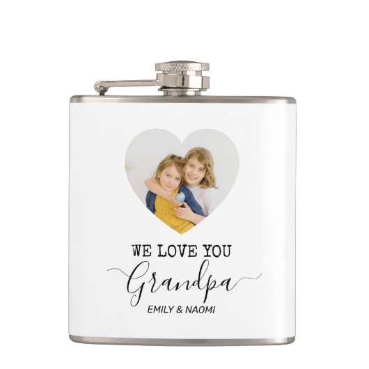 私たちはおじいちゃんを愛している | フラッパーソナライズされたク フラスク (正面)