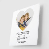 私たちはおじいちゃんを愛している | 壁パーソナライズされた時計 スクエア壁時計 (傾斜)