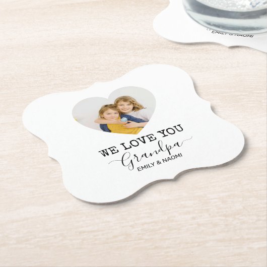 私たちはおじいちゃんを愛している | 紙パーソナライズされたコースター ペーパーコースター (アングル)