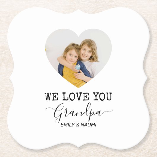 私たちはおじいちゃんを愛している | 紙パーソナライズされたコースター ペーパーコースター (正面)