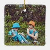 私たちはおじいちゃんカスタムが大好き可愛い子供フォトコラージュ セラミックオーナメント (裏面)