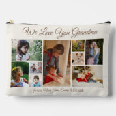 私たちはおばあちゃんを愛している | オフホワイトとブラウン9枚の写真 アクセサリーポーチ (正面)