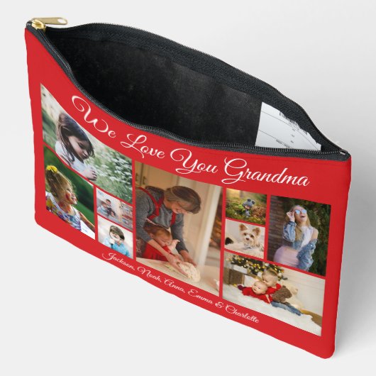 私たちはおばあちゃんを愛している | カスタム赤9枚 アクセサリーポーチ (見開き)
