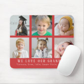 私たちはおばあちゃんを愛している |グランドキッズフォトコラージュ赤 マウスパッド (マウス)