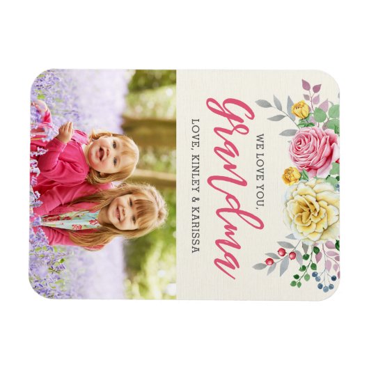 私たちはおばあちゃんを愛している |フォトマグネット マグネット (横)