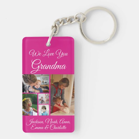 私たちはおばあちゃんを愛している | マゼンエレガントタ5フォト キーホルダー (裏面)