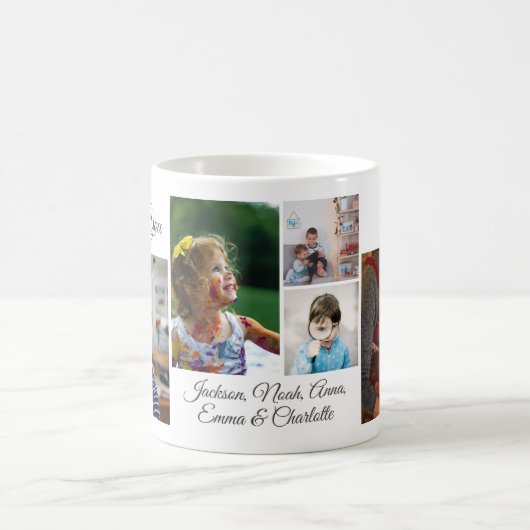 私たちはおばあちゃんを愛している | 写真コラージュ5 コーヒーマグカップ (中央)