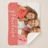 私たちはおばあちゃんカスタムが大好きフォトマザーズデイギフト シェルパブランケット (正面)