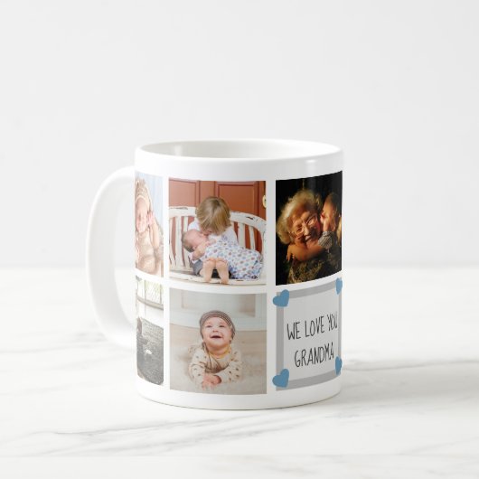 私たちはおばあちゃんカスタムの家族の写真コラージュが大好き コーヒーマグカップ (正面左)