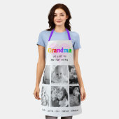 私たちはおばあちゃんカラフルを愛しはっきりしたて6フォトコラージュ エプロン (着用した状態)
