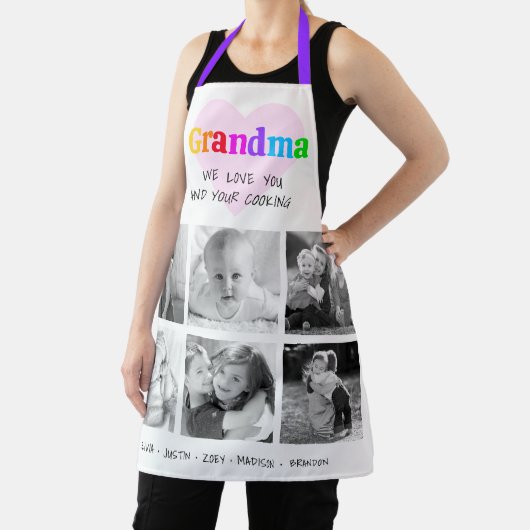 私たちはおばあちゃんカラフルを愛しはっきりしたて6フォトコラージュ エプロン (インサイチュ)
