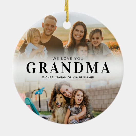 私たちはおばあちゃんパーソナライズされたを愛する2写真 セラミックオーナメント (裏面)