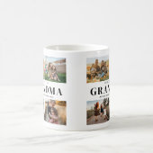 私たちはおばあちゃんパーソナライズされたを愛する4写真コラージュ コーヒーマグカップ (中央)