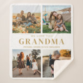 私たちはおばあちゃんパーソナライズされたを愛する4写真コラージュ シェルパブランケット (正面)