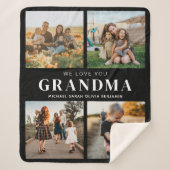 私たちはおばあちゃんパーソナライズされたを愛する4写真コラージュ シェルパブランケット (正面)