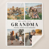 私たちはおばあちゃんパーソナライズされたを愛する4写真コラージュ シェルパブランケット (正面)
