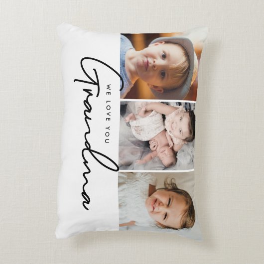 私たちはおばあちゃん孫の写真が大好き アクセントクッション (裏面(縦))