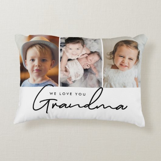 私たちはおばあちゃん孫の写真が大好き アクセントクッション (裏面)