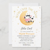 私たちはお月様を超えて黄色のベイビーシャワー 招待状 (正面)