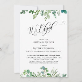 私たちはこっそりと結婚した エレガント タイポグラフィ ユーカリ グリーン 招待状