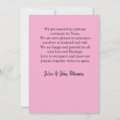 私たちはこっそりと結婚した　カップル名　市　日付　結婚しました 案内状 (裏面)