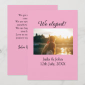 私たちはこっそりと結婚した　カップル名　市　日付　結婚しました 案内状 (正面/裏面)