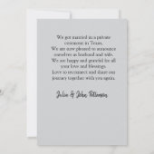 私たちはこっそりと結婚しました - 結婚したカップルの名前と日付を追加 - 案内状 (裏面)