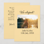 私たちはこっそりと結婚しました - 結婚したカップルの名前と日付 - 市, 日付 案内状 (正面/裏面)