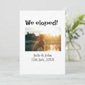 私たちはこっそりと結婚しました - 結婚したカップルの名前と日付 - 案内状 (スタンド正面)