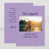 私たちはこっそりと結婚しました - 結婚したカップルの名前と日付 - 案内状 (正面/裏面)