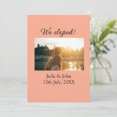 私たちはこっそりと結婚しました - 結婚したカップルの名前と日付 - 案内状 (スタンド正面)