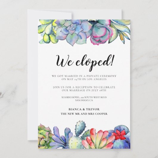 私たちはこっそり結婚した! ジューシーな砂漠のサボテン婚約発表 招待状 (正面)