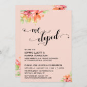 私たちはこっそり結婚した ハート スクリプト 水彩 花 招待状 (正面/裏面)