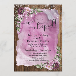 私たちはこっそり結婚した！ ラスティック ウォーターカラー フラワーズ & ライツ 招待状