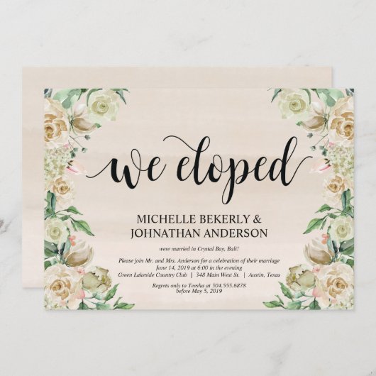 私たちはこっそり結婚しました, こっそり結婚式の招待状 招待状 (正面/裏面)