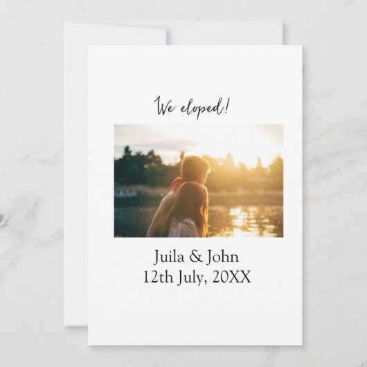 私たちはこっそり結婚しました　カップル名　市　日付　結婚しました 案内状 (正面)