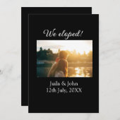 私たちはこっそり結婚しました - 結婚したカップルの名前と日付を追加 - 案内状 (正面/裏面)