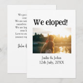 私たちはこっそり結婚しました - 結婚したカップルの名前と日付 - 市内で 案内状 (正面/裏面)