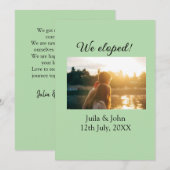 私たちはこっそり結婚しました - 結婚したカップルの名前と日付 案内状 (正面/裏面)